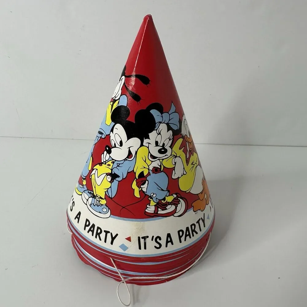 9 Vintage Disney Party Hats Mickey Minnie Goofy Junk‎ Journal Photo Booth Prop